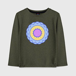 Лонгслив хлопковый детский Медальон из окружностей, цвет: меланж-хаки