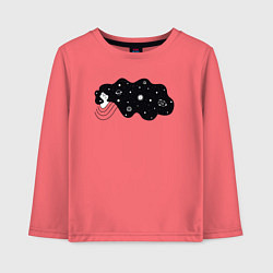 Лонгслив хлопковый детский Космос в волосах, цвет: коралловый