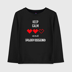 Лонгслив хлопковый детский Keep calm and play games, цвет: черный