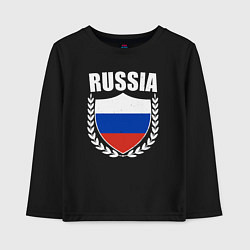 Лонгслив хлопковый детский Russian flag, цвет: черный
