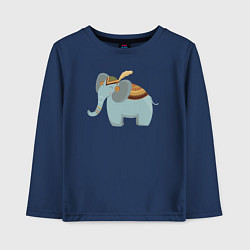 Лонгслив хлопковый детский Cute elephant, цвет: тёмно-синий