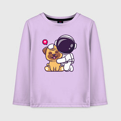 Лонгслив хлопковый детский Космонавт и пёсик, цвет: лаванда
