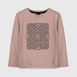 Лонгслив хлопковый детский Кельтский бесконечный черный узор, цвет: пыльно-розовый
