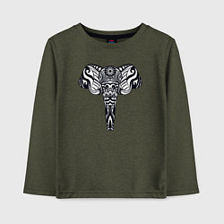 Лонгслив хлопковый детский Ethnic elephant, цвет: меланж-хаки