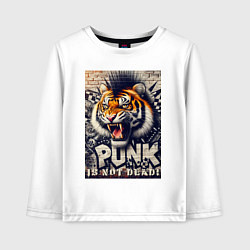 Лонгслив хлопковый детский Cool tiger - punks not dead, цвет: белый