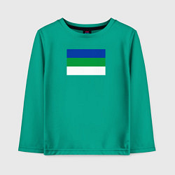Лонгслив хлопковый детский Флаг Коми, цвет: зеленый