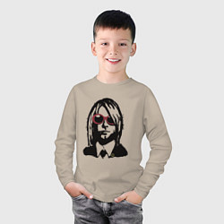 Лонгслив хлопковый детский Kurt Cobain Nirvana portrait, цвет: миндальный — фото 2