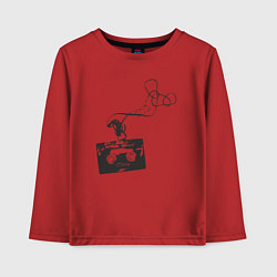Лонгслив хлопковый детский Кассетная лента, цвет: красный