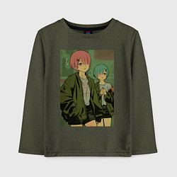 Лонгслив хлопковый детский Рам Рем, цвет: меланж-хаки
