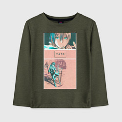 Лонгслив хлопковый детский Божество Ято, цвет: меланж-хаки
