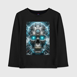 Лонгслив хлопковый детский Electrified cyber skull - ai art fantasy, цвет: черный