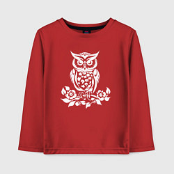 Лонгслив хлопковый детский Силуэт совы с цветами, цвет: красный