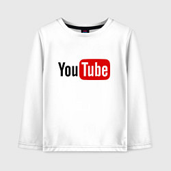 Лонгслив хлопковый детский You tube logo, цвет: белый