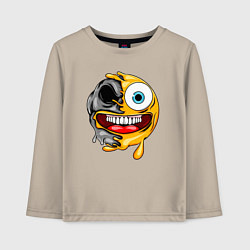 Лонгслив хлопковый детский Радостный смайлик, цвет: миндальный