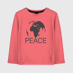 Лонгслив хлопковый детский Peace the world, цвет: коралловый