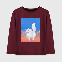 Лонгслив хлопковый детский Кошечка с ножом на пределе, цвет: меланж-бордовый