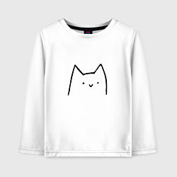 Лонгслив хлопковый детский Улыбающийся глупенький котик, цвет: белый
