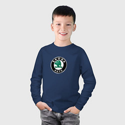 Лонгслив хлопковый детский Skoda auto brend, цвет: тёмно-синий — фото 2
