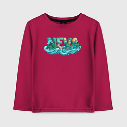 Лонгслив хлопковый детский Река Нева, цвет: маджента