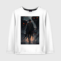 Лонгслив хлопковый детский Мэгуми Фусигуро арт Магическая битва, цвет: белый
