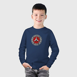 Лонгслив хлопковый детский Mercedes benz sport logo, цвет: тёмно-синий — фото 2