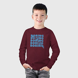 Лонгслив хлопковый детский Скучное настроение boring, цвет: меланж-бордовый — фото 2