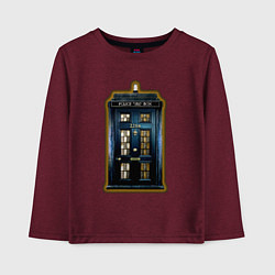 Лонгслив хлопковый детский Tardis Sherlock, цвет: меланж-бордовый