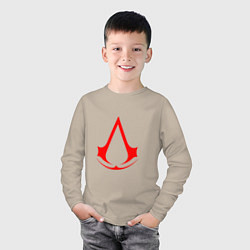 Лонгслив хлопковый детский Red logo of assassins, цвет: миндальный — фото 2