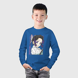 Лонгслив хлопковый детский Клинок рассекающий демонов Шинобу Кочо портрет, цвет: синий — фото 2