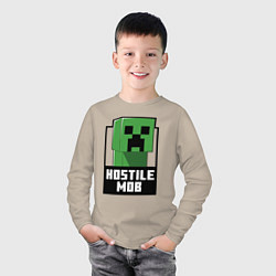 Лонгслив хлопковый детский Minecraft hostile mob, цвет: миндальный — фото 2