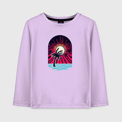 Лонгслив хлопковый детский Ретро пальма с рукой зомби, цвет: лаванда