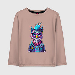 Лонгслив хлопковый детский Стильная сова, цвет: пыльно-розовый