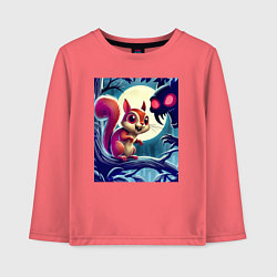 Лонгслив хлопковый детский Милая пушистая лесная белочка - ужас, цвет: коралловый