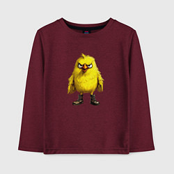 Лонгслив хлопковый детский Птица пришла, цвет: меланж-бордовый