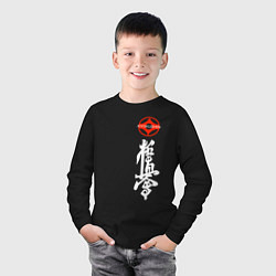 Лонгслив хлопковый детский Карате киокусинкай логотип, цвет: черный — фото 2