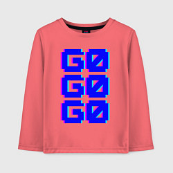 Детский лонгслив Надпись синего цвета go go go