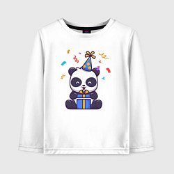 Лонгслив хлопковый детский Панда с подарочком, цвет: белый