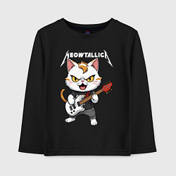 Лонгслив хлопковый детский Meowtallica rock, цвет: черный