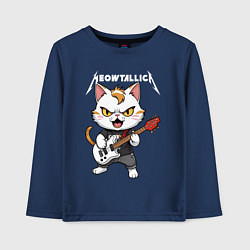 Лонгслив хлопковый детский Meowtallica rock, цвет: тёмно-синий