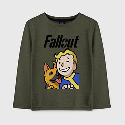 Лонгслив хлопковый детский Vault boy and shepherd, цвет: меланж-хаки