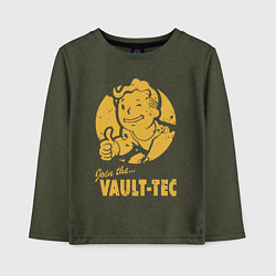 Лонгслив хлопковый детский Vault boy like print, цвет: меланж-хаки