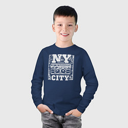 Лонгслив хлопковый детский New York city music, цвет: тёмно-синий — фото 2
