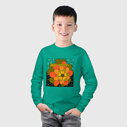 Лонгслив хлопковый детский Love summer, цвет: зеленый — фото 2