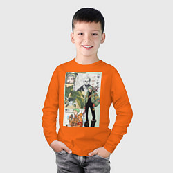 Лонгслив хлопковый детский Ван-Пис Зоро Ророноа коллаж сильнейший мечник, цвет: оранжевый — фото 2