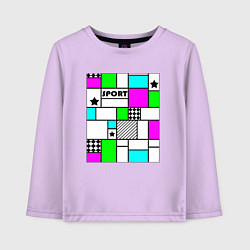 Лонгслив хлопковый детский Спортивный абстрактный яркий летний, цвет: лаванда