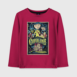 Лонгслив хлопковый детский Коралина все персонажи, цвет: маджента