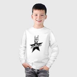 Лонгслив хлопковый детский Артём рок звезда, цвет: белый — фото 2
