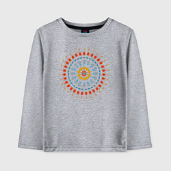 Лонгслив хлопковый детский Цветочно-кружевная мандала, цвет: меланж