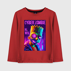 Лонгслив хлопковый детский Bart Simpson cyber zombie - halloween ai art, цвет: красный