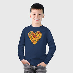 Лонгслив хлопковый детский Pizza heart, цвет: тёмно-синий — фото 2